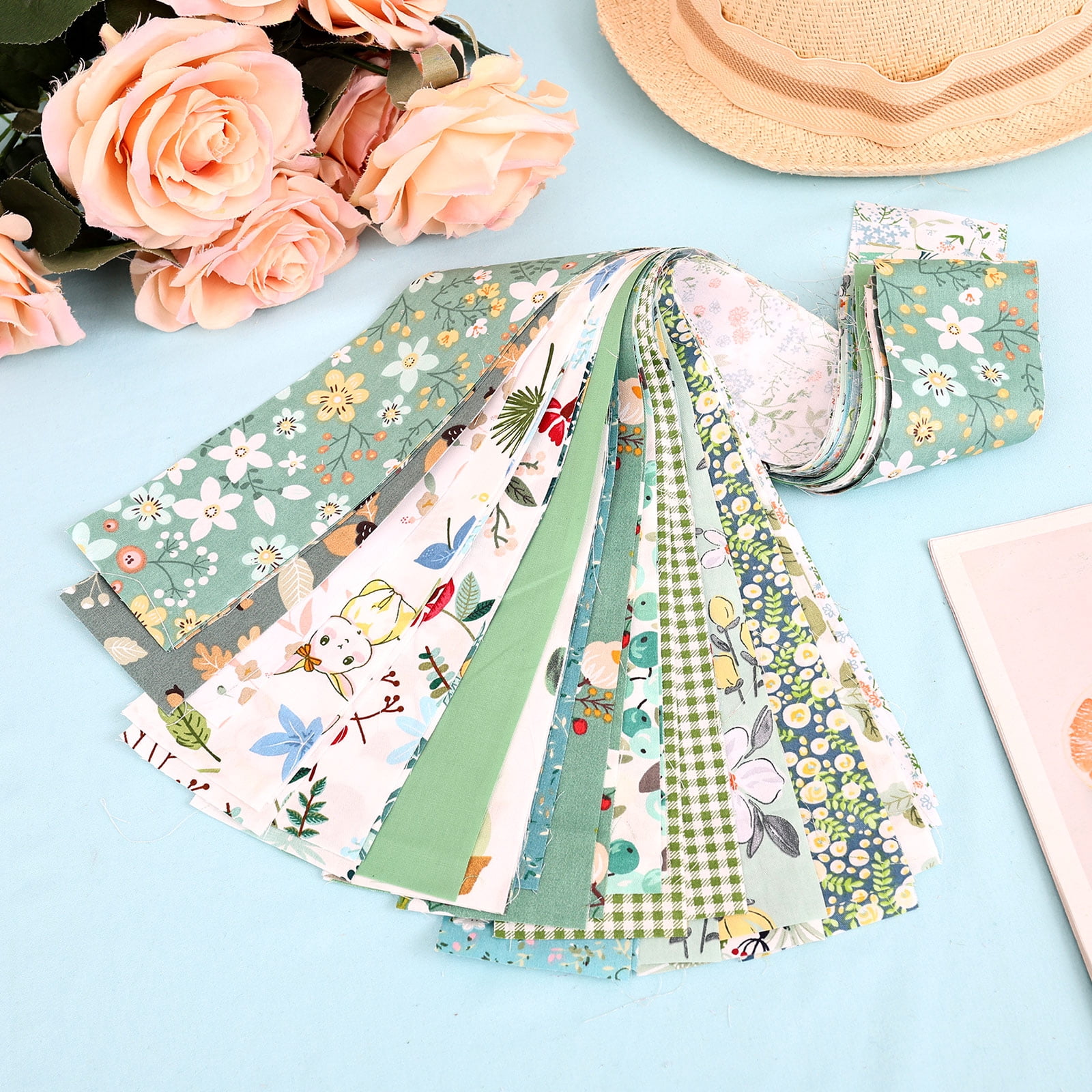 Ikoopy 80/100Pcs Jelly Roll Fabric Strip Set Cotton Floral Print Pre Cut Quilting Strip Quilting and Sewing Patchwork Roll for DIY Craft Blanket Rug
