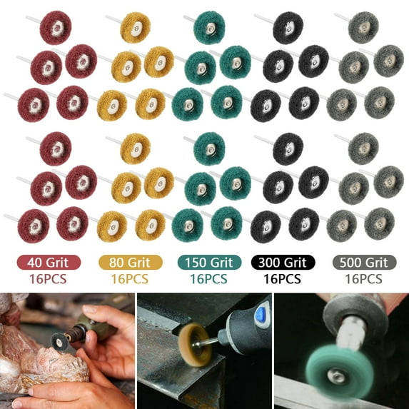 Ikoopy 80pcs Abrasive Wheel Buffing Polishing Wheel Abrasive Buffs Polishing Wheel Set 80 150 240 300Grit Abrasive Wheel Rotary Tools Accessories