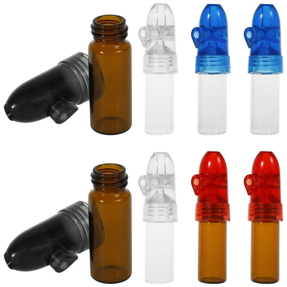 Ikoopy 8Pcs Mini Glass Spice Dispenser 3 ml Leakproof Mini Spice Storage Container Portable Travel Pepper Salt Storage Bottle for Seasonings Pill