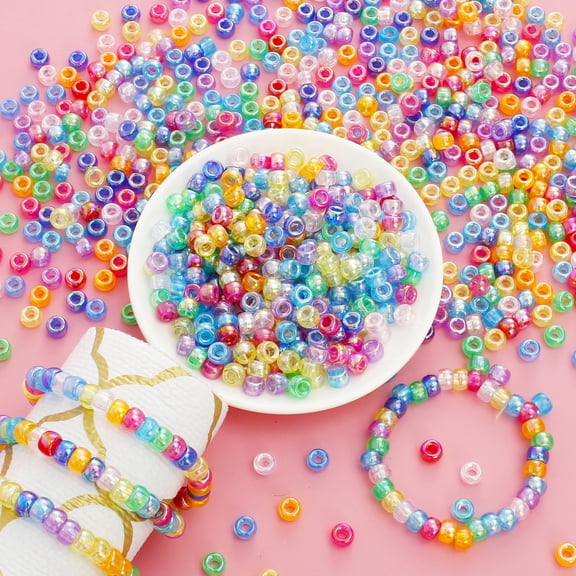 Ikoopy 9mm Pony Beads Glow in The Dark Acrylic Bracelet Beads Polished DIY Craft Beads for Hair Braiding Luminous/Not Glow Beads for Jewelry Bracelets Making