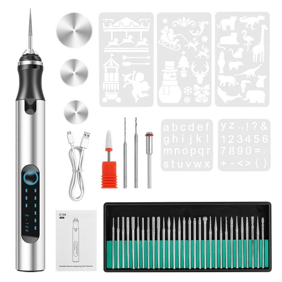 Ikoopy ABS Metal Engraver Pen Adjustable Speed Mini Engraving Tool Rechargeable Electric Mini Drill Pen Cordless Rotary Engraver Energy Efficient Engraving Pen for Woodworking