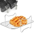 thumbnail image 1 of Ikoopy Air Fryer Rack for Double Basket Air Fryers Stainless Steel Grilling Rack Air Fryer Accessories Cooking Rack Toast Rack for Oven Microwave Baking Roasting, 1 of 8