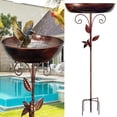 thumbnail image 1 of 32" Metal Bird Bath for Outdoors, Sturdy Iron Birdbath with Pronged Stake, Vintage Standing Feeder Bowl for Garden Lawn, 1 Pc, 1 of 12