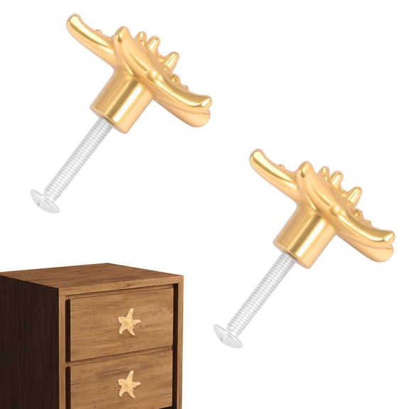 Ikoopy Brass Cabinet Knob Starfish Shape Drawer Knob Wear Resistant Drawer Handle Easy Installation Cabinet Handle for Cupboard