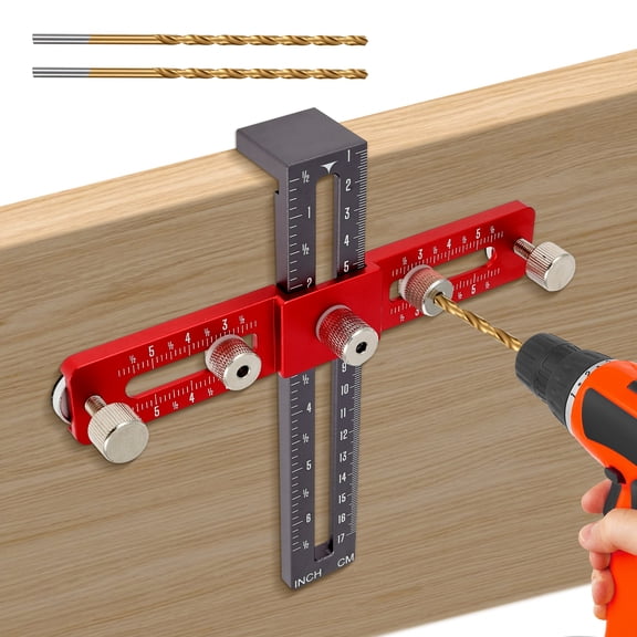 Ikoopy Cabinet Hardware Doweling Jig Cabinet Handle Template Tool for Knob and Pull Adjustable Punch Locator Precise Woodworking Drill Guide