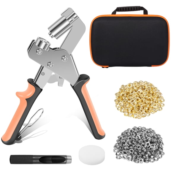 Ikoopy Carbon Steel Grommet Tool Kit Easy to Install Grommet Hand Press Set Strong Connection Eyelet Plier Kit for Cloth Leather
