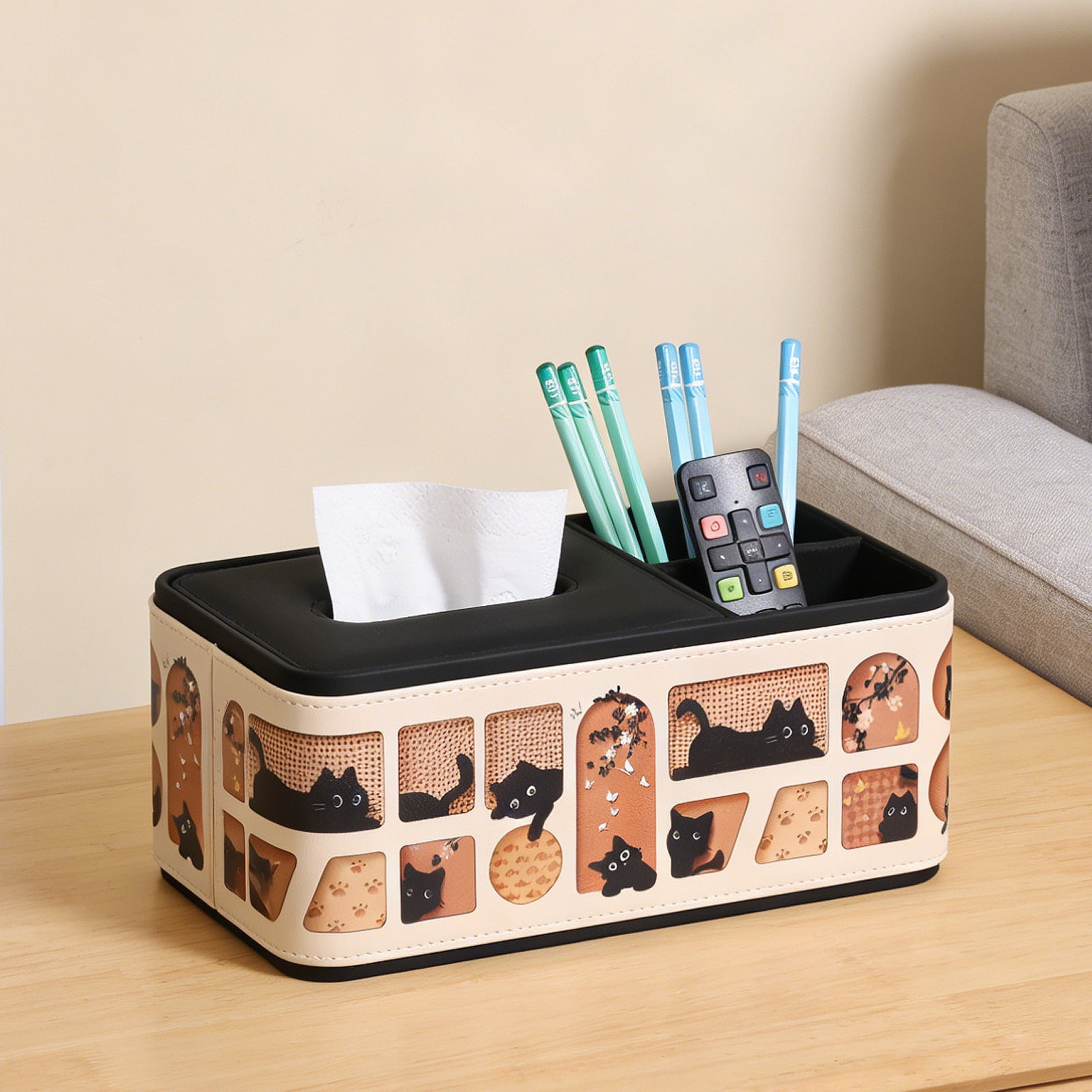 Ikoopy Cat Themed Tissue Box Cover Rectangle Stylish Tissue Box Holder ...