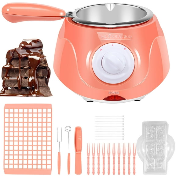 Ikoopy Chocolate Melting Pot 250ml Electric Chocolate Melter 2-Speed Adjustable Temperature Chocolate Tempering Machine Easy Use Chocolate Melter Pots Practical Cheese Melting Pot Melting Chocolate