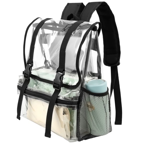 Ikoopy Clear Backpack Large Capacity Stadium Backpack with Adjustable Shoulder Strap Stylish Clear Concert Bag for Sport Event College Traveling