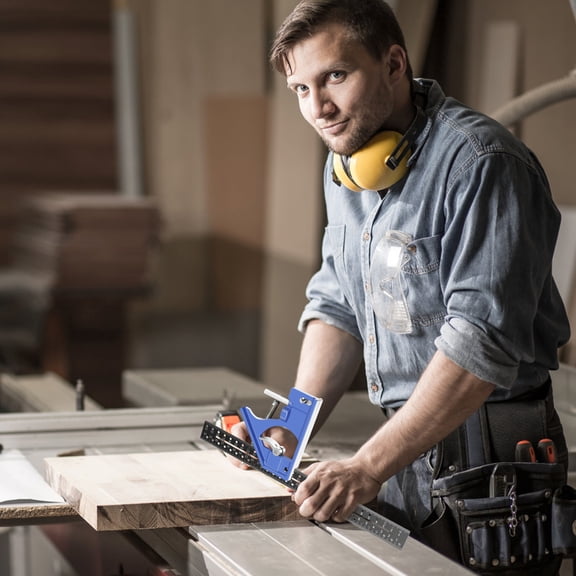 Ikoopy Combination Square 11.8inch 45/90 Degrees Aluminum Alloy Woodworking Square Tool Right Angle Ruler Adjustable Carpenters Ruler with Bubble Level for Carpentry