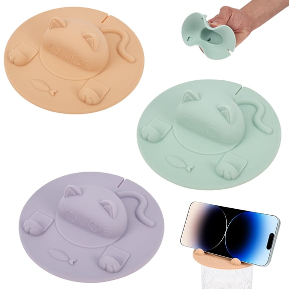 Ikoopy Cup Silicone Lids, 3Pcs Tea Bag Squeezer 4 Inch Reusable Silicone Tea Bag Holder Squeezer Multifunction