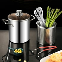 Ikoopy Deep Fryer Pot 304 Stainless Steel Fry Pot with Basket and Lid Food Grade Deep Fryer Multifunctional Deep Frying Pot for Frying Fish Shrimp Chicken French Fries 3.2Quart