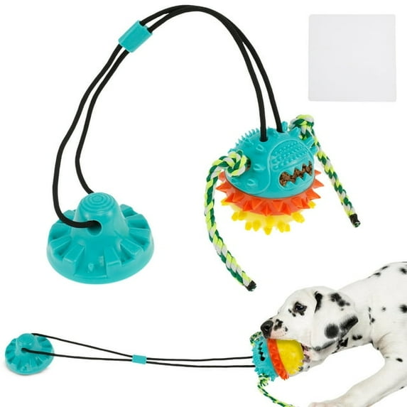 Ikoopy Dog Suction Cup Tug Toy Wear-Resistant Sucker Ball Dog Toy Tough Dog Tug Ball Sucker Dog Toys Stimulating Teething Chew Toy for Aggressive Chewers
