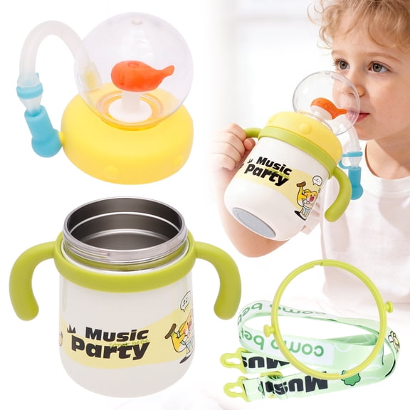 Ikoopy Drinking Cup With Whale Squirt Weighted Sippy Cup With Adjustable Strap 7.44oz Whale Style Water Bottle With Silicone Soft Tip Portable Leak Proof Straw Sippy Tumbler For Kid,Green