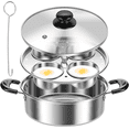 thumbnail image 1 of Ihvewuo Egg Poacher Stainless Steel Poached Egg Maker Pot Egg Poaching Pan with 4 Cups Poached Egg Cooker Pot Multipurpose Stovetop Egg Poacher Pot for Induction Cooktop Gas Cooktop 8.66X7.87X2.68in, 1 of 12