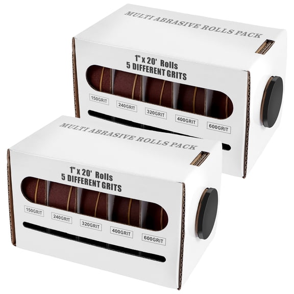 Ikoopy Emery Cloth Roll Set Aluminum Oxide Abrasive Sandpaper Roll Assortment Kit 20ft Reusable Woodworking Boxed Abrasive Paper Metal Wood Polishing Sanding Paper 80/150/240/320/400/600 Grit