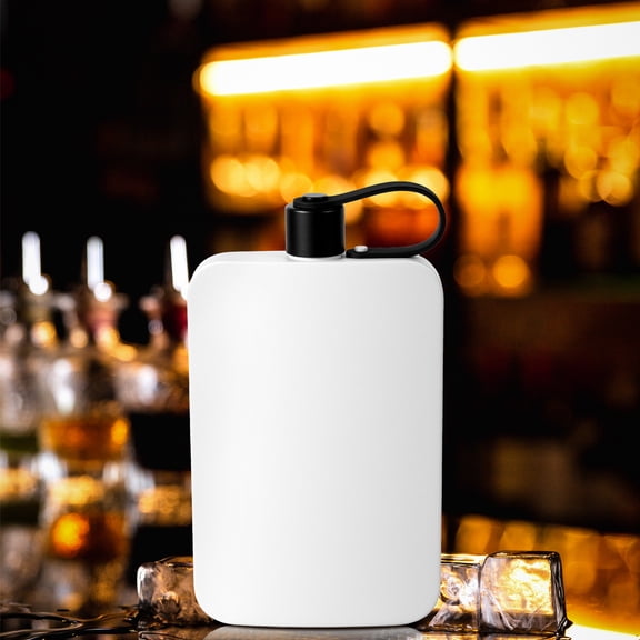 Ikoopy Flat Water Bottle Stainless Steel Integrated Cap Design Portable 500 ML Flask for Outdoor Sports Travel Present for Friend Couple