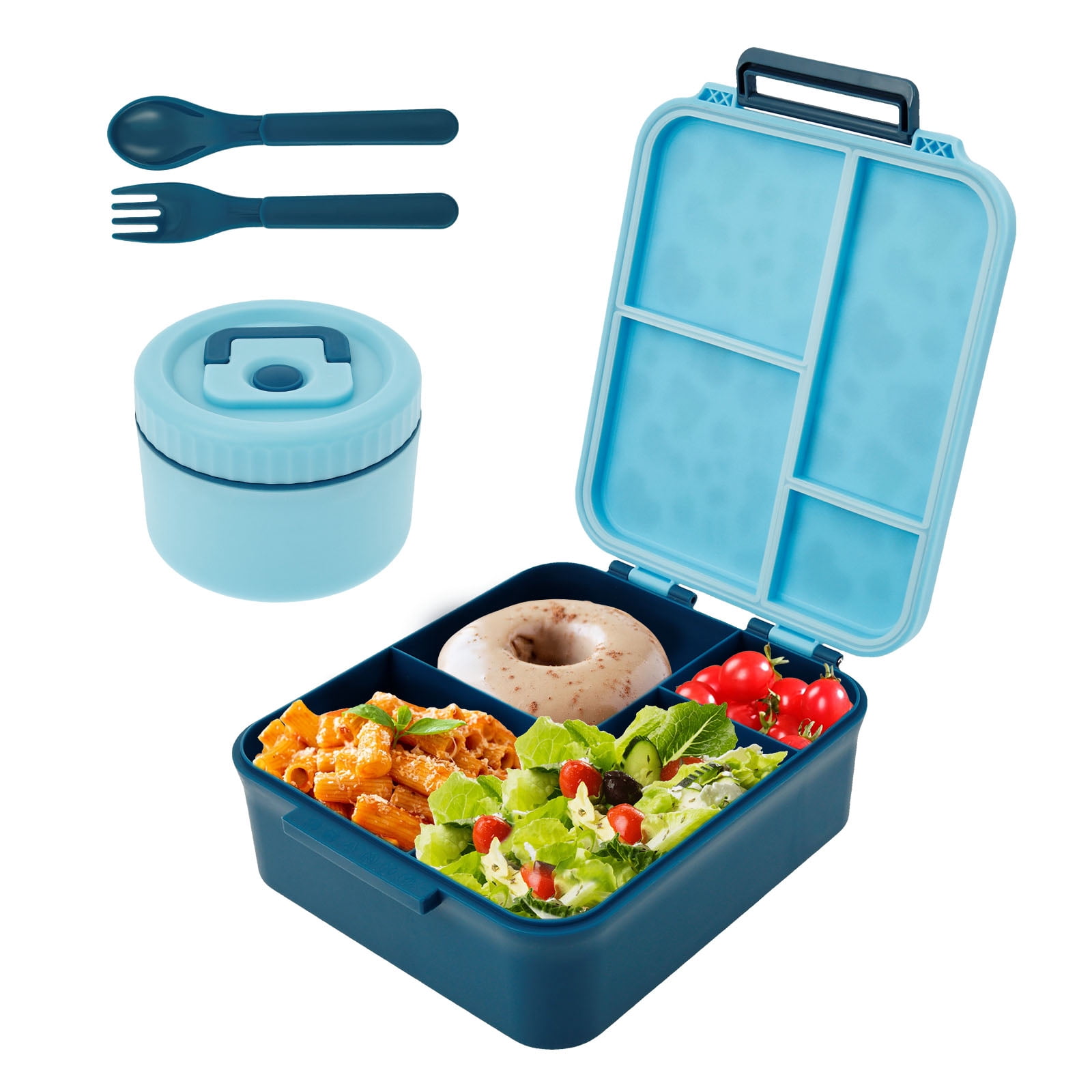Ikoopy Food Box with Insulated 300ml Soup Jar and Utensils Leakproof Food Container with Compartments for Kids Toddlers Adults