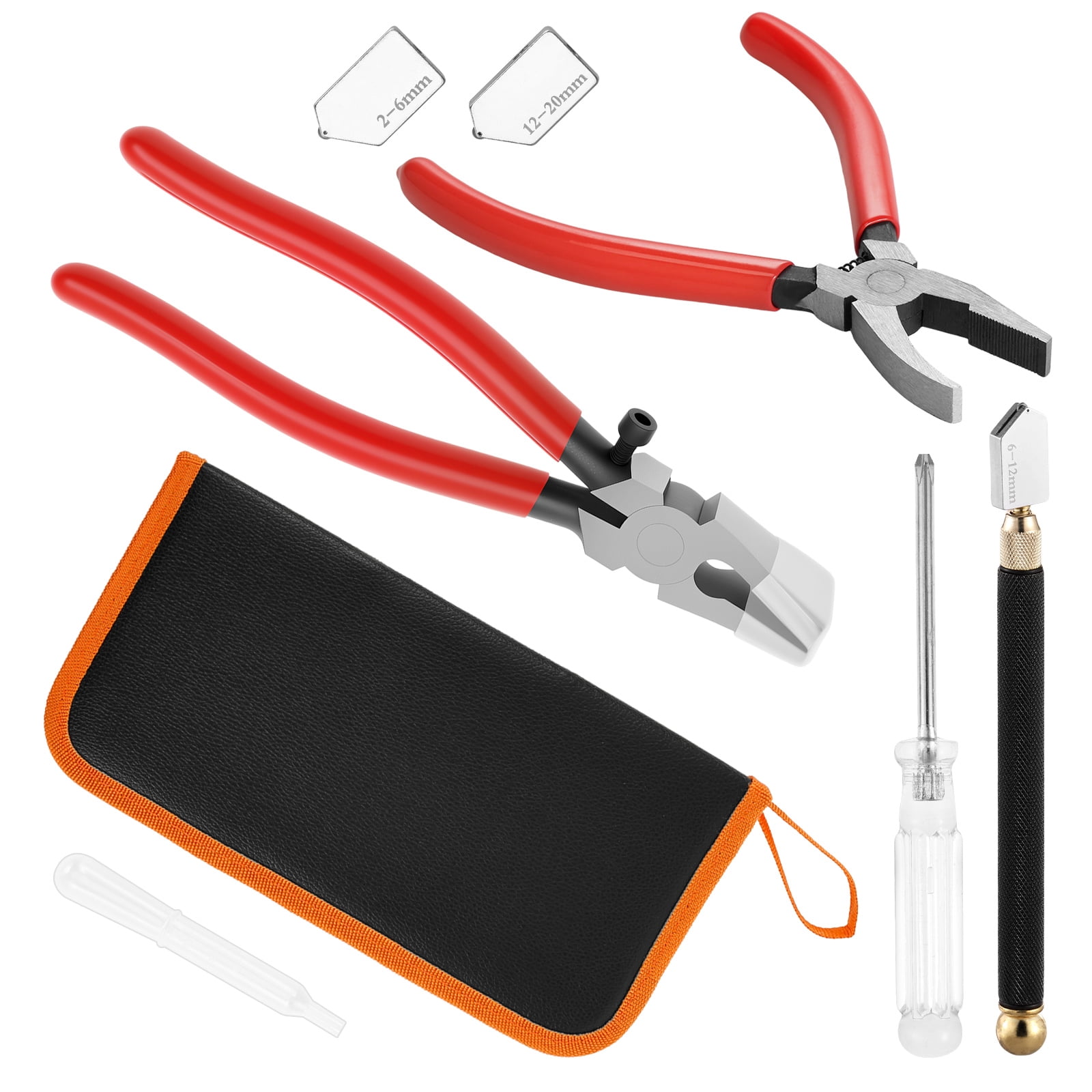 Ikoopy Glass Cutting Kit Practical Glass Cutter Tool Kit with Running Pliers Breaking Pliers Oil Dripper Tool Bag for Tile Mirror Stone DIY Project