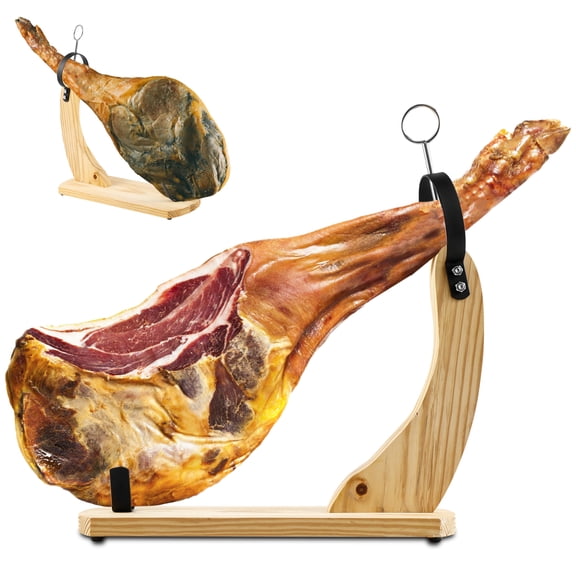 Ikoopy Ham Stand Wooden Ham Holder with Non-Slip Pads Professional Prosciutto Carving Stand Stable Sturdy Ham Rack for Carving Spanish Hams and Italian Prosciutto 38x17x43 cm