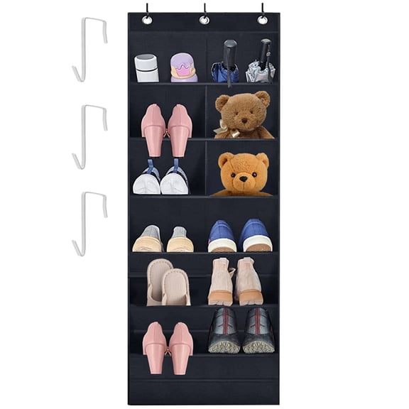 Ikoopy Hanging Shoe Organizer 9 Pocket Hooks Wear Resistant 600D Oxford Shoe Storage Door Heavy Duty Deep Pockets Over the Door Shoe Rack for Home Men Women Shoes Sneakers 17 x 6.7 x 47 in