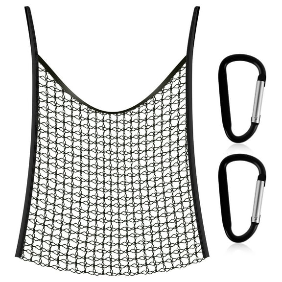 Ikoopy Hay Net Soft Polyester Slow Feed Hay Bag with 2 Hooks Knotless Hay Feeder Multifunctional Hanging Hay Feeder Bag for Stall Trailer Wall Fence