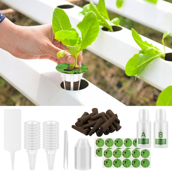 Ikoopy 101PCS  Herb Garden Indoor Starter Kit Hydroponic Pods Kit Plastic Seed Pod Good Water Retention Kit Promotes Growth Seed Starter Pods Kit Breathable Grow Sponges Pods Kit Suitable for Indoor