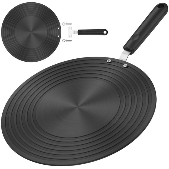 Ikoopy Induction Adapter Plate Double Sided Heat Diffuser Plate with Handle Non Slip Heat Conduction Plate Aluminium Alloy Heat Diffusion Plate Induction Cooktop Converter Plate for Glass Cookware