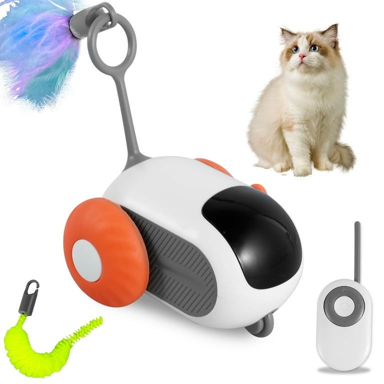 Ikoopy Interactive Cat Toys Remote Control Cat Toy USB Rechargeable Automatic Cat Toys with Obstacle Avoidance Intelligent Remote Control Dual Mode