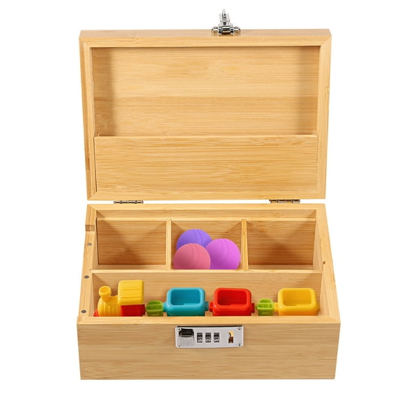 Ikoopy Keepsake Box Decorative Wood Memory Keepsake Box with Combination Lock and Adjustable Divider Multifunctional Treasure Chest Organizer for Study Bedroom Office
