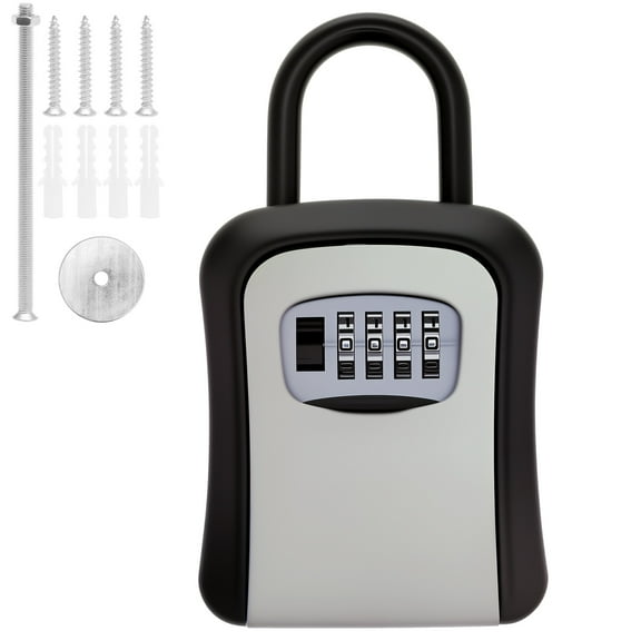 Ikoopy Key Lock Case 4 Digit Combination Key Storage Box Wall Mounted Access Card Hider Box Waterproof Outdoor Security Password Access Card Safe for Outside Home