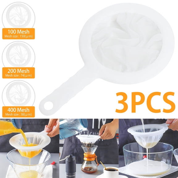 Ikoopy Kitchen Ultra-Fine Nylon Mesh Strainer, Plastic Sieve Fine Mesh with Handle Kitchen Filter Tool for Soy Milk, Coffee, Yogurt, Juice, Tea, Honey