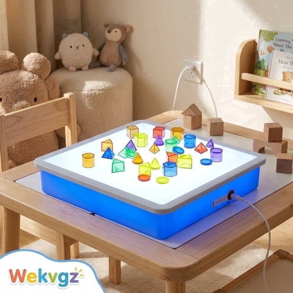 Wekvgz Bright LED Display Table Box for Kids Adjustable Brightness Sensory Desk Color Lighting Discovery Educational Toys for Boys Girls