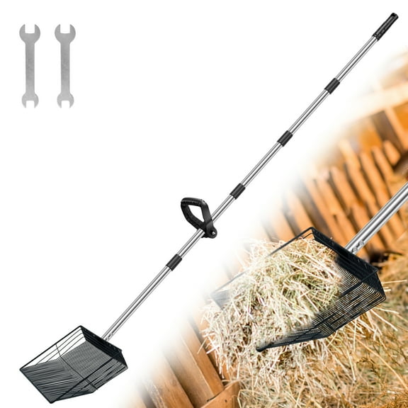 Ikoopy Large Chicken Poop Scooper with Ergonomic Grip Adjustable Chicken Poop Scoop Multipurpose Litter Scooper for Goat Stall Stable Cleaning