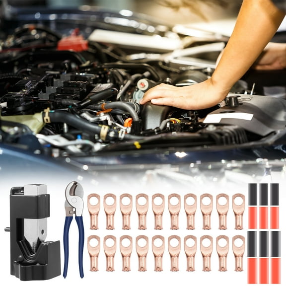 Ikoopy Lug Crimper Tool Set Heavy Duty Terminal Crimp Plier and Hammer Battery Cable Ends Wire Copper Lugs for Crimping Cables Wire