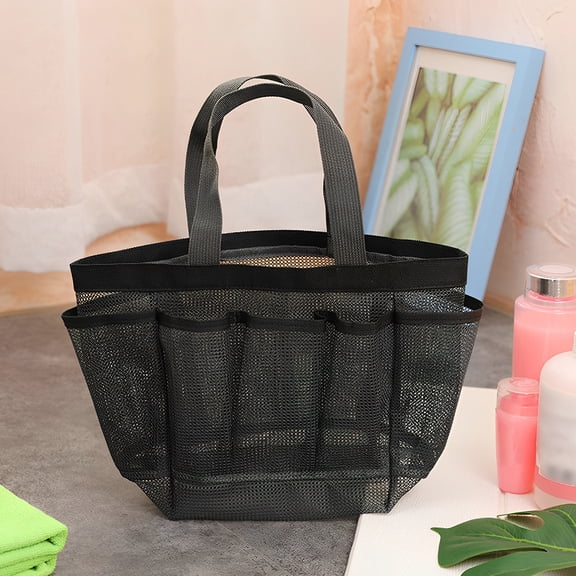 Ikoopy Mesh Shower Caddy Tote Bag Large Capacity Shower Basket with 9 Storage Pocket Portable Hanging Toiletry Caddy Bag Breathable Toiletry Caddy Organizer for Bathroom College Dorm Gym