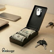 Portable Cash Box for Travel, Pocket Sized Metal Safe for Money, Small Personal Security Case with 2 Keys, Discreet Money Organizer for Budgeting, Black