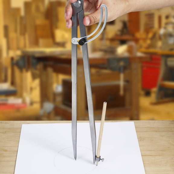 Ikoopy Metal Woodworking Compass 16 Inch Professional Carbon Steel Drafting Compass Tool with Pencil Holder and Lockable Wing for Drawing