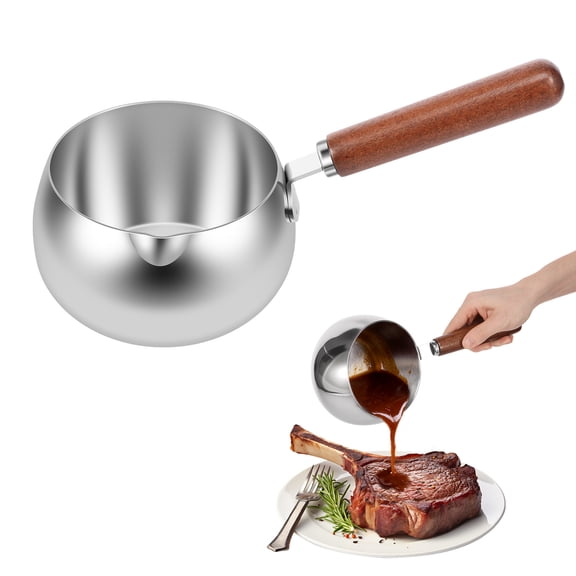 Ikoopy Milk Butter Warmer Pot 800 ml /27.1 oz 304 Stainless Steel Kitchen Milk Saucepan Sauce Pot with Spout for Melting Chocolate Butter Coffee Caramel Sauce