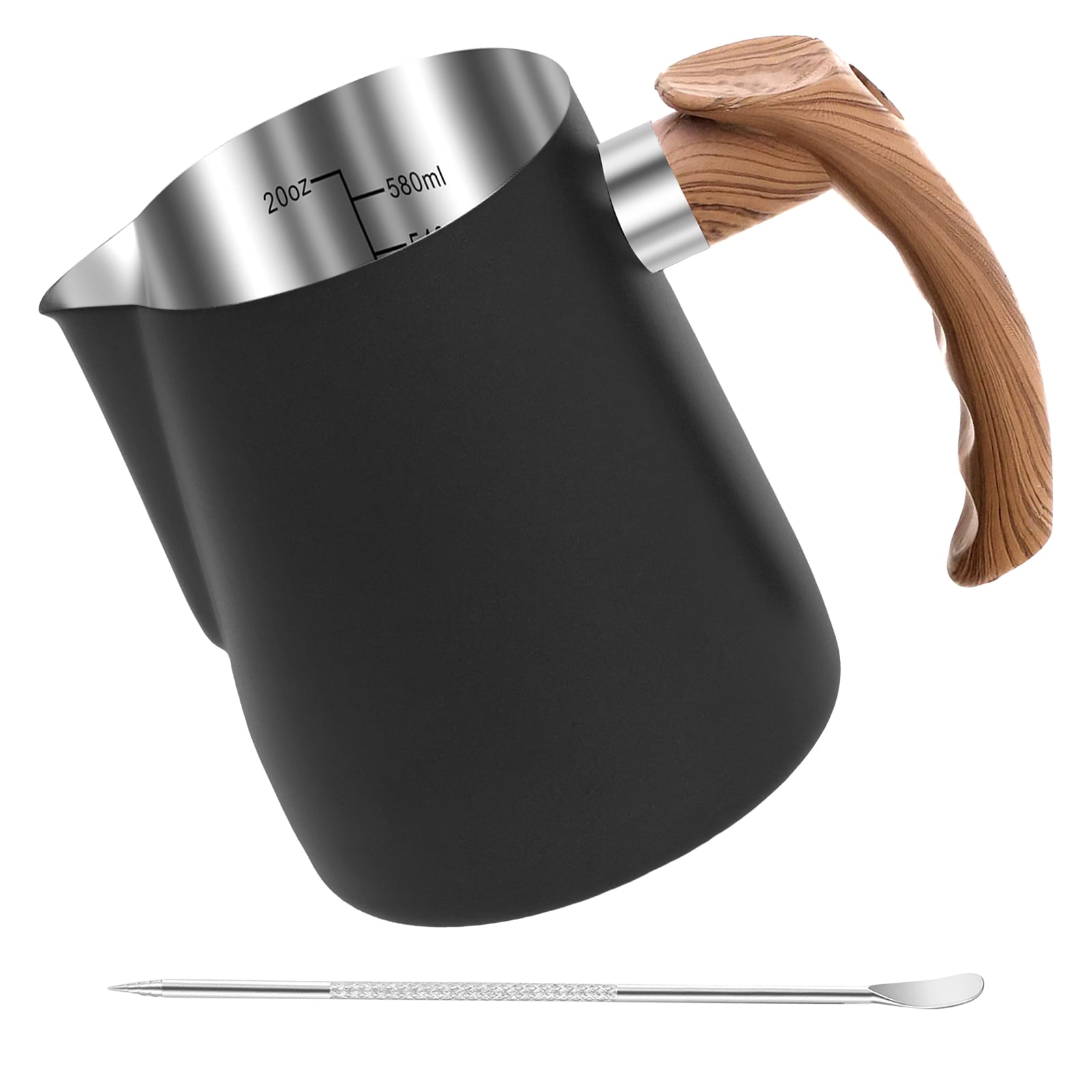 CAFEMASY Milky White Milk Frothing Pitcher 20oz - Stainless Steel Steaming Jug For Latte Art