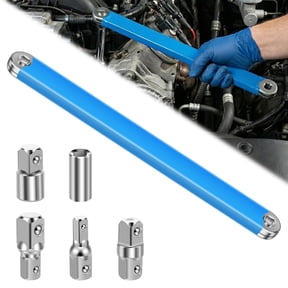 Ikoopy Offset Extension Wrench 15.35 Inch Impact Ready Socket Wrench Extender Tool Set with 1/2" 1/4" and 3/8" Square Drive Adapter Zero Degree Ratchet Tool for Car Blue