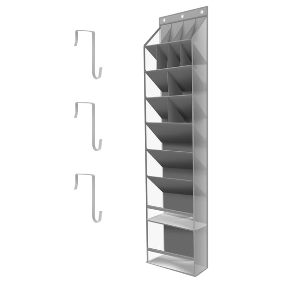 Ikoopy Over the Door Shoe Organizer with 16 Pockets in 4 Sizes Large Capacity Hanging Shoe Rack with 3 Hooks for Sneakers Boots Storage