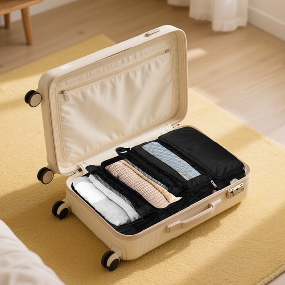 Ikoopy Oxford Cloth Hanging Suitcase Organizer Waterproof Tear Resistant Luggage Organizer Bag for Business Trip Camping Adventure Vacation