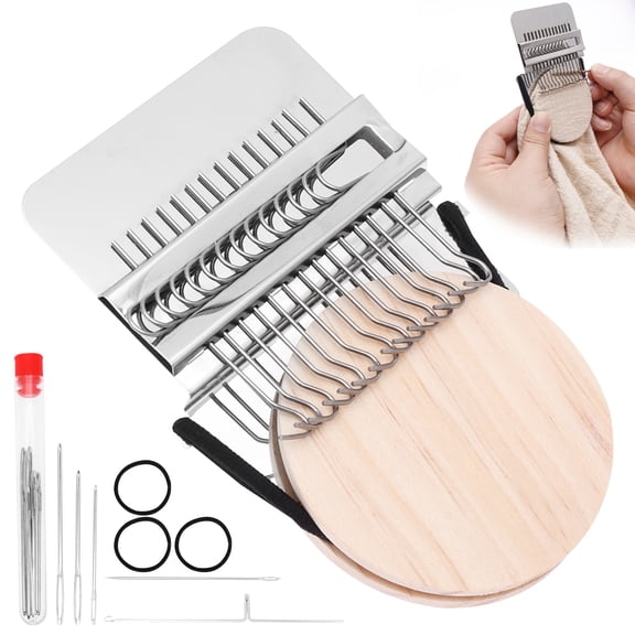 Ikoopy Patch Knitting Kit for Beginners Mini Portable Patch Darning Kit Patchwork Weaving Tool Set for Quickly Sewing Repair Sewing Craft Supplie