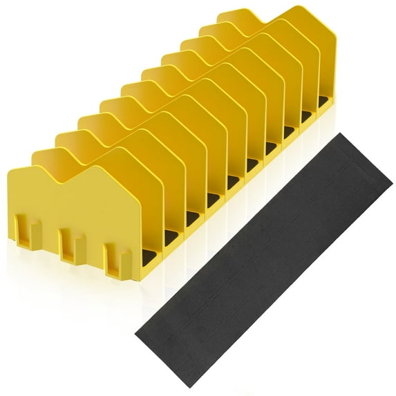 NUAHRHY Plier Organizer Rack with Nonslip Rubber Base 10 Slots Plier Rack Space Saving Plastic Pliers Cutters Organizer Rack for Tool Box Drawer 9.84*3.5*2.59in Yellow