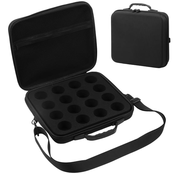 Ikoopy Pool Ball Carrying Case with Carry Handle and Adjustable Shoulder Strap 16 Holes Billiard Ball Case with Mesh Pocket for Travel