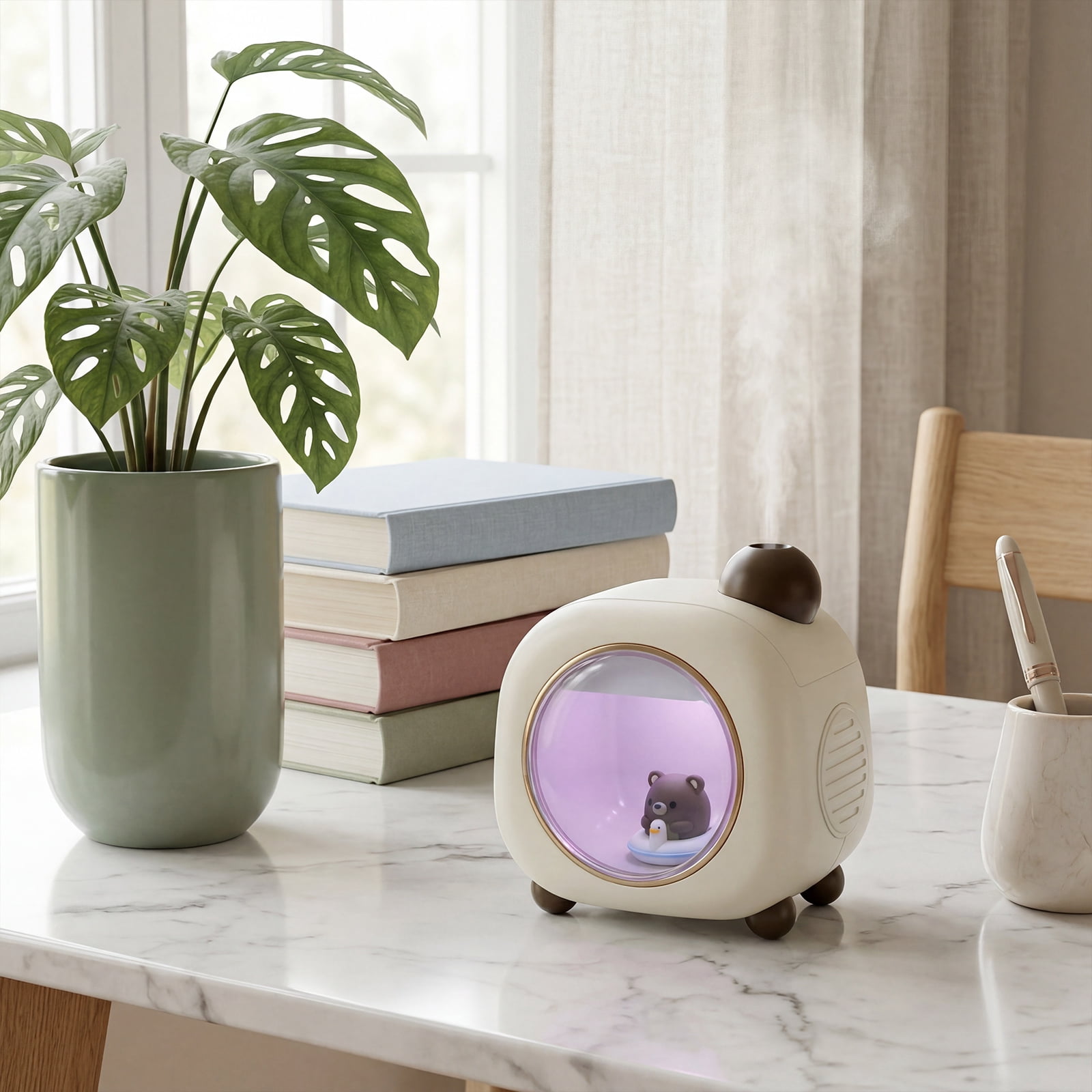 Ikoopy Portable Air Humidifier for Bedroom with Night Light Cartoon Cool Mist Humidifier for Baby with 9H Auto Shut Off 2 Mist Modes for Home Office