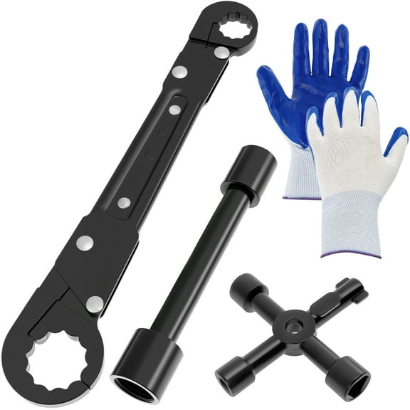 Ikoopy Professional Plumbing Tool Kit Compact Versatile Plumbing Wrench Glove for Electrical Water Gas Train Garden Hose Cabinet Elevator