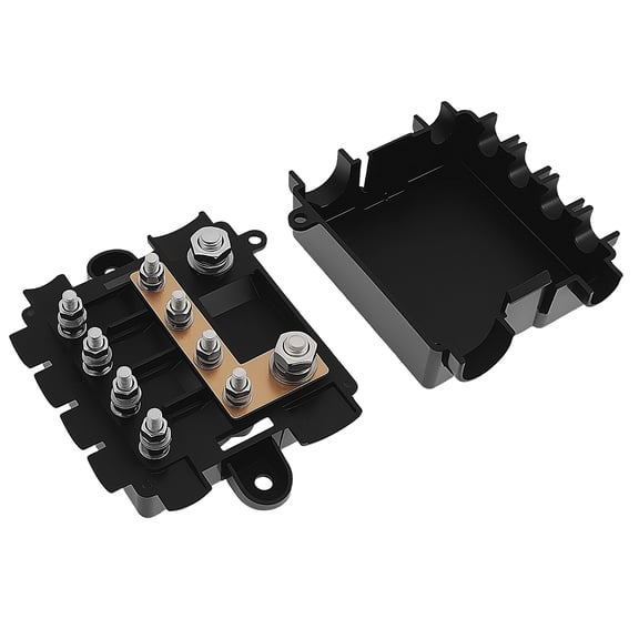 Ikoopy Protective Distribution Fuse Box Nylon and Copper Distribution Fuse Block with Integrated Busbar for Automotive Marine Industrial Use