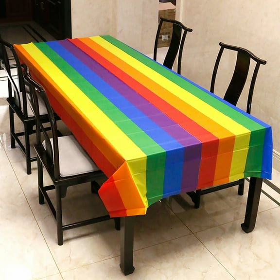 Ikoopy Rainbow Table Cover Reusable Waterproof Desk Cloth Cover Oil Tablecloth for Wedding Party Home